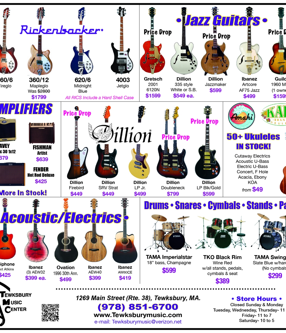 Tewksbury Music Monthly Specials